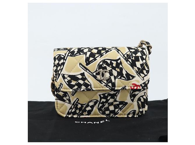 CHANEL Mini Matelassé 12 Borsa a Spalla Catena Satin Beige Oro CC Auth 172590SAM D'oro - vista 12