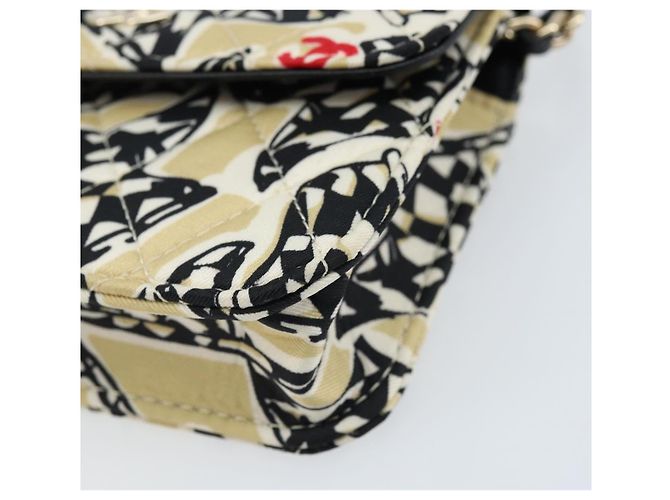 CHANEL Mini Matelassé 12 Borsa a Spalla Catena Satin Beige Oro CC Auth 172590SAM D'oro - vista 15
