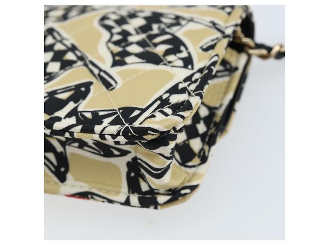 CHANEL Mini Matelassé 12 Borsa a Spalla Catena Satin Beige Oro CC Auth 172590SAM D'oro - vista 17