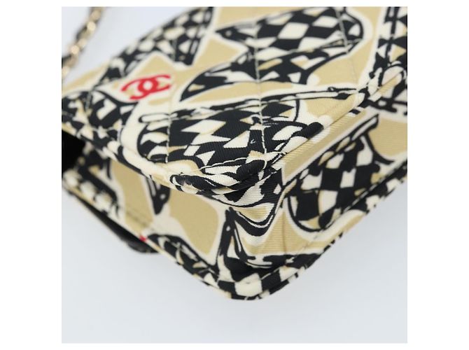 CHANEL Mini Matelassé 12 Borsa a Spalla Catena Satin Beige Oro CC Auth 172590SAM D'oro - vista 18