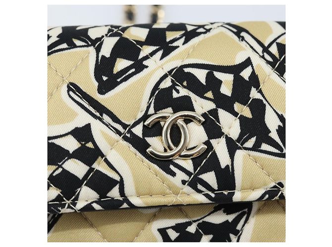 CHANEL Mini Matelassé 12 Borsa a Spalla Catena Satin Beige Oro CC Auth 172590SAM D'oro - vista 19