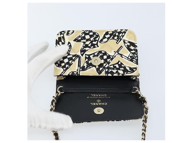 CHANEL Mini Matelassé 12 Borsa a Spalla Catena Satin Beige Oro CC Auth 172590SAM D'oro - vista 20