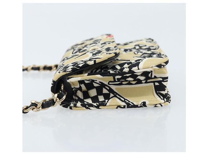 CHANEL Mini Matelassé 12 Borsa a Spalla Catena Satin Beige Oro CC Auth 172590SAM D'oro - vista 4
