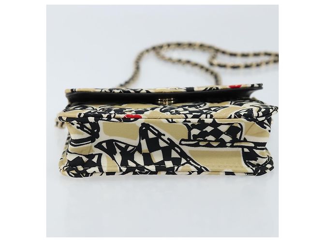 CHANEL Mini Matelassé 12 Borsa a Spalla Catena Satin Beige Oro CC Auth 172590SAM D'oro - vista 5