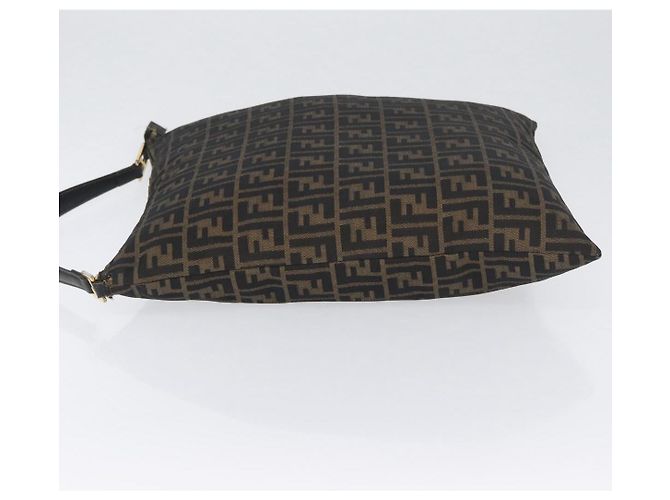 Borsa a Spalla in Tela Zucca FENDI Nera Marrone Auth 169579 Nero - vista 5