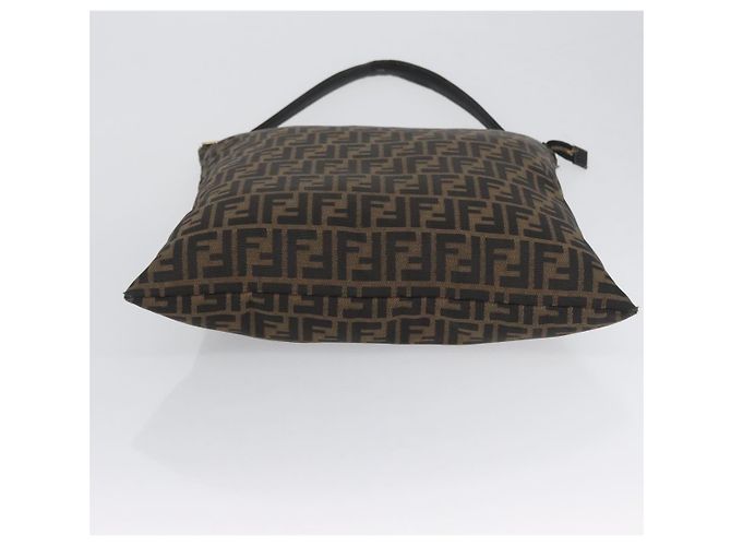 Borsa a Spalla in Tela Zucca FENDI Nera Marrone Auth 169579 Nero - vista 6