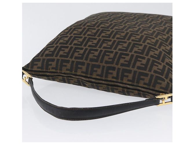 Borsa a Spalla in Tela Zucca FENDI Nera Marrone Auth 169579 Nero - vista 7