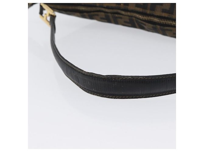 Borsa a Spalla in Tela Zucca FENDI Nera Marrone Auth 169579 Nero - vista 8