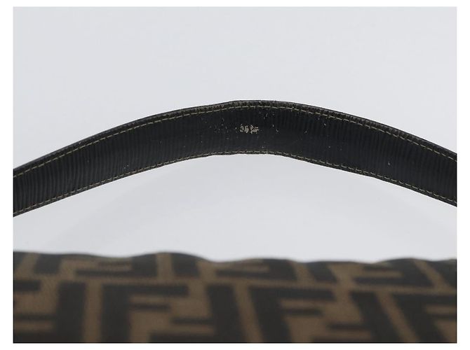 Borsa a Spalla in Tela Zucca FENDI Nera Marrone Auth 169579 Nero - vista 9