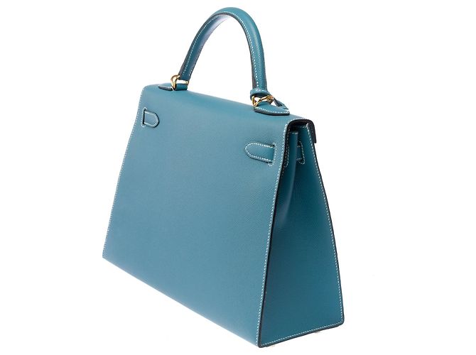 Hermès Borsa HERMES Kelly 32 in Pelle Blu - 103329 - vista 6