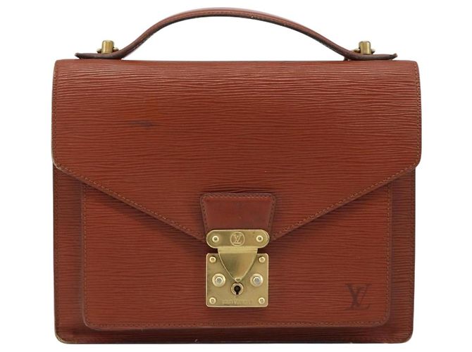 LOUIS VUITTON Borsa a Mano Epi Monceau 28 Marrone M52123 LV Auth ka2615 - vista 13