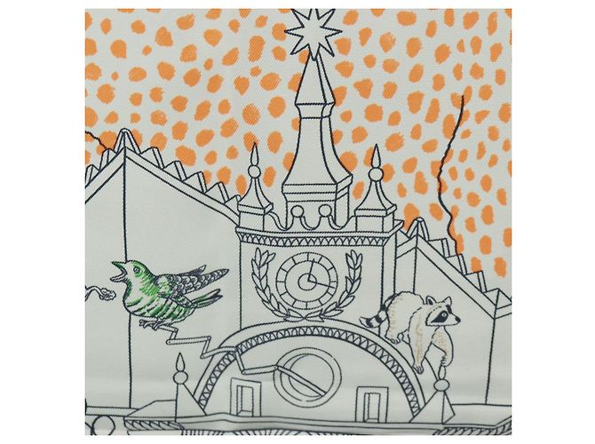 Hermès HERMES Carré 90 Schal "Animapolis" Seide Weiß Auth 172016SAM - Ansicht 15