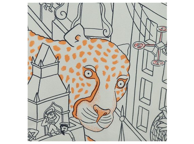 Hermès HERMES Carré 90 Schal "Animapolis" Seide Weiß Auth 172016SAM - Ansicht 16