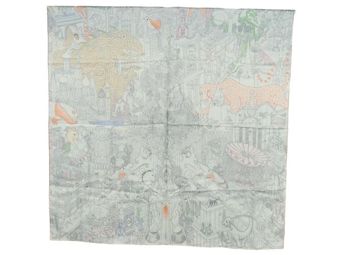 Hermès HERMES Carré 90 Schal "Animapolis" Seide Weiß Auth 172016SAM - Ansicht 17