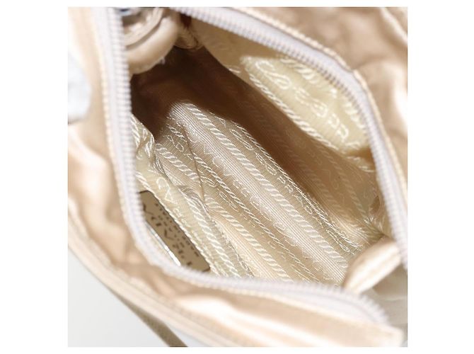 PRADA Borsa a Mano Satin Argento Metallico beige Auth 166888 - vista 10
