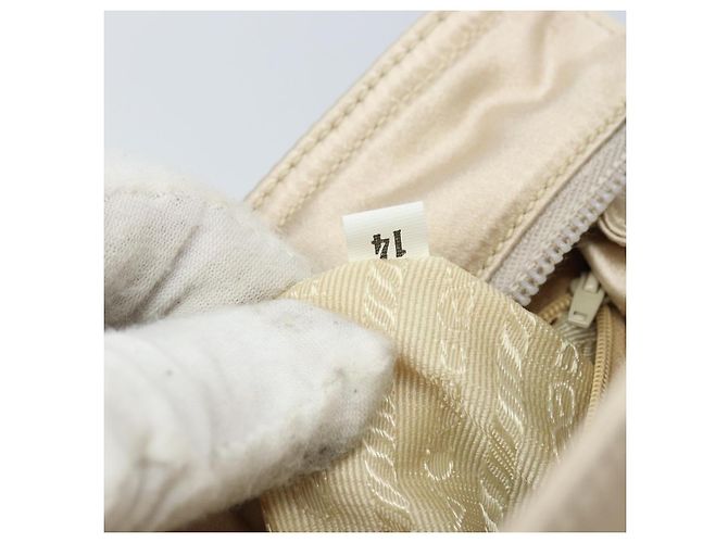 PRADA Borsa a Mano Satin Argento Metallico beige Auth 166888 - vista 11