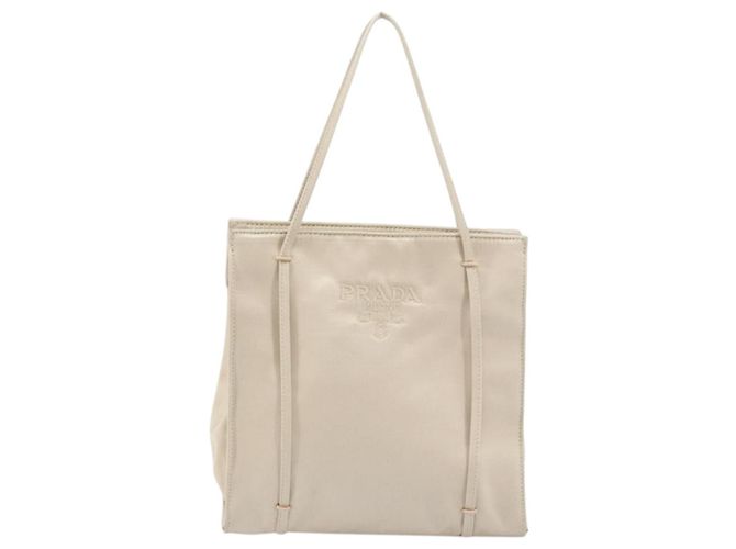 PRADA Borsa a Mano Satin Argento Metallico beige Auth 166888 - vista 13