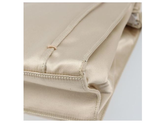 PRADA Borsa a Mano Satin Argento Metallico beige Auth 166888 - vista 16