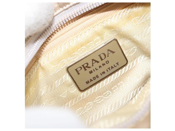 PRADA Borsa a Mano Satin Argento Metallico beige Auth 166888 - vista 18