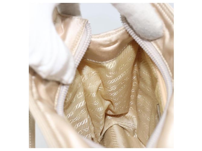 PRADA Borsa a Mano Satin Argento Metallico beige Auth 166888 - vista 20