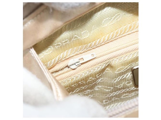 PRADA Borsa a Mano Satin Argento Metallico beige Auth 166888 - vista 21