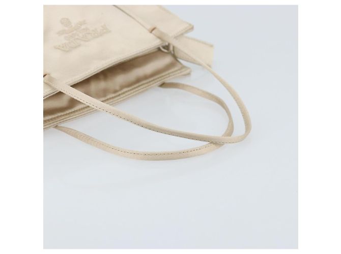 PRADA Borsa a Mano Satin Argento Metallico beige Auth 166888 - vista 7
