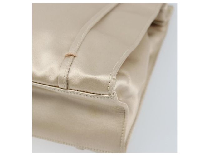 PRADA Borsa a Mano Satin Argento Metallico beige Auth 166888 - vista 8