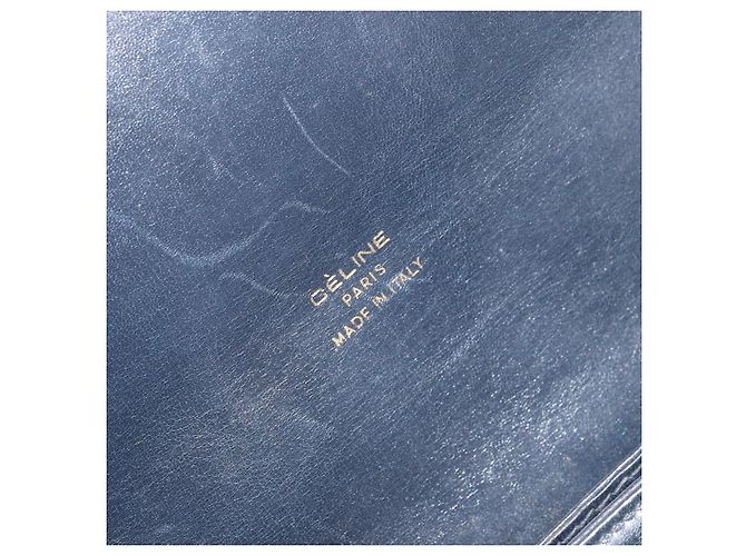 Céline CELINE C Sulky Schultertasche aus Segeltuch Navy Gold Auth 172177 Golden Marineblau - Ansicht 10