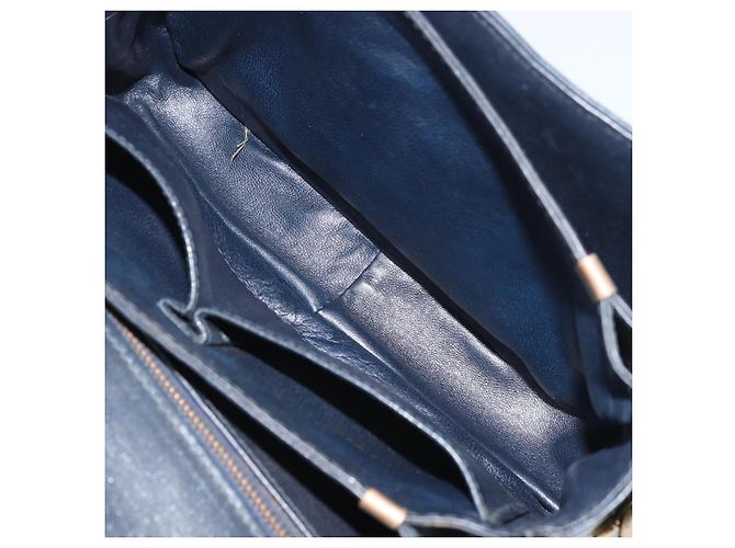 Céline CELINE C Sulky Schultertasche aus Segeltuch Navy Gold Auth 172177 Golden Marineblau - Ansicht 11