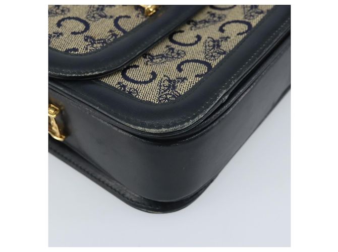 Céline CELINE C Sulky Schultertasche aus Segeltuch Navy Gold Auth 172177 Golden Marineblau - Ansicht 15