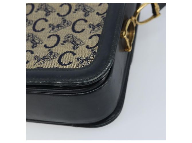 Céline CELINE C Sulky Schultertasche aus Segeltuch Navy Gold Auth 172177 Golden Marineblau - Ansicht 16
