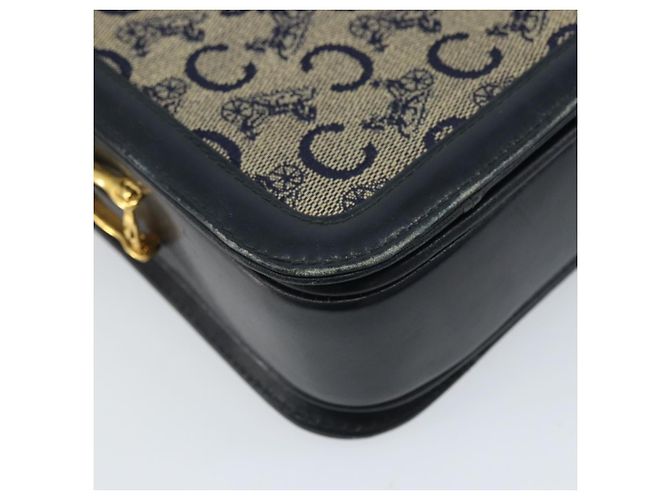 Céline CELINE C Sulky Schultertasche aus Segeltuch Navy Gold Auth 172177 Golden Marineblau - Ansicht 17