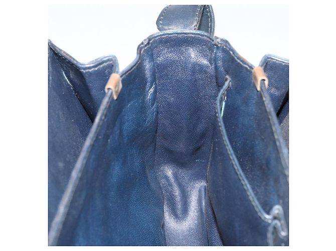Céline CELINE C Sulky Schultertasche aus Segeltuch Navy Gold Auth 172177 Golden Marineblau - Ansicht 21