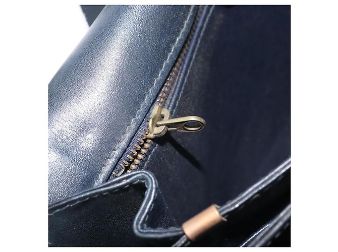 Céline CELINE C Sulky Schultertasche aus Segeltuch Navy Gold Auth 172177 Golden Marineblau - Ansicht 23
