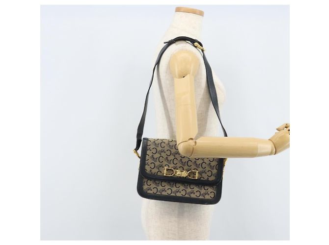 Céline CELINE C Sulky Schultertasche aus Segeltuch Navy Gold Auth 172177 Golden Marineblau - Ansicht 25