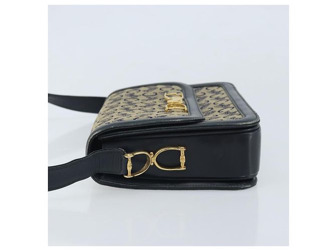Céline CELINE C Sulky Schultertasche aus Segeltuch Navy Gold Auth 172177 Golden Marineblau - Ansicht 4