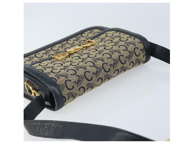 Céline CELINE C Sulky Schultertasche aus Segeltuch Navy Gold Auth 172177 Golden Marineblau - Ansicht 6
