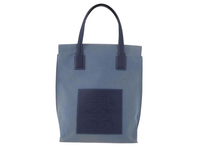 LOEWE Tote Bag aus Canvas hellblau silber Auth ep13411 - Ansicht 13