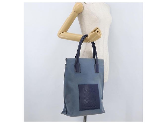 LOEWE Tote Bag aus Canvas hellblau silber Auth ep13411 - Ansicht 23