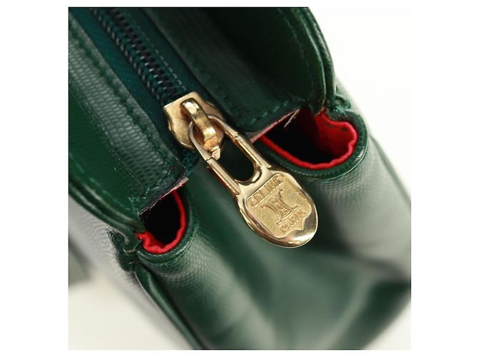 Céline Borsa a Spalla CELINE Circle in Pelle Verde Oro Auth 170954A D'oro - vista 10