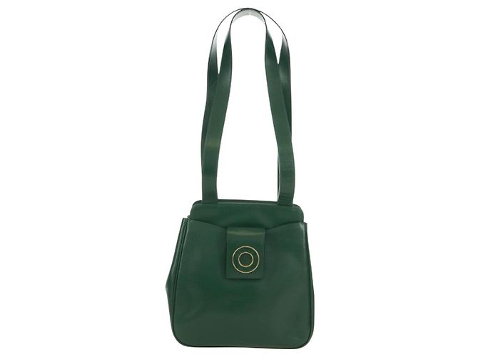 Céline Borsa a Spalla CELINE Circle in Pelle Verde Oro Auth 170954A D'oro - vista 13
