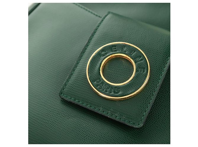 Céline Borsa a Spalla CELINE Circle in Pelle Verde Oro Auth 170954A D'oro - vista 17