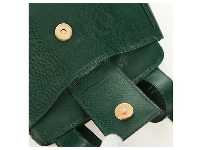 Céline Borsa a Spalla CELINE Circle in Pelle Verde Oro Auth 170954A D'oro - vista 18