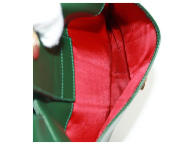 Céline Borsa a Spalla CELINE Circle in Pelle Verde Oro Auth 170954A D'oro - vista 19