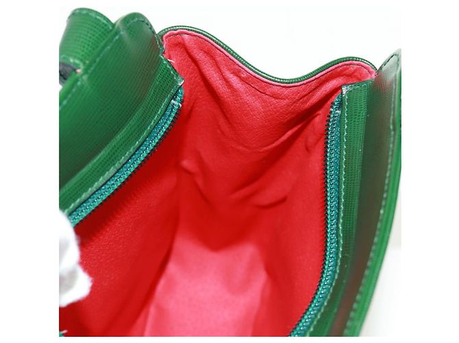 Céline Borsa a Spalla CELINE Circle in Pelle Verde Oro Auth 170954A D'oro - vista 20