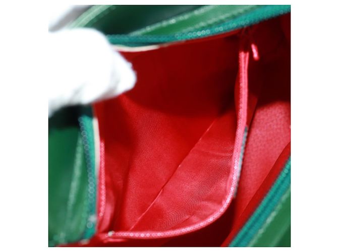 Céline Borsa a Spalla CELINE Circle in Pelle Verde Oro Auth 170954A D'oro - vista 23