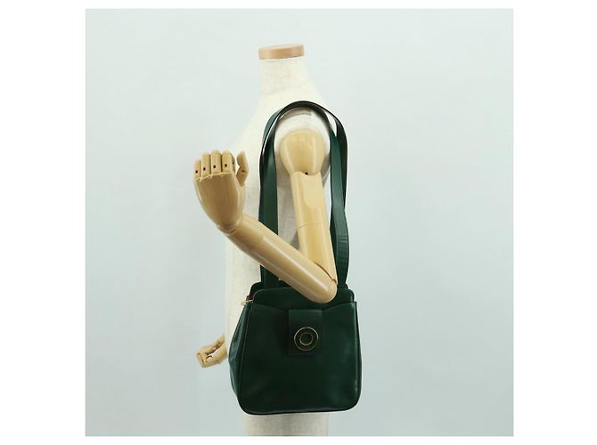 Céline Borsa a Spalla CELINE Circle in Pelle Verde Oro Auth 170954A D'oro - vista 24