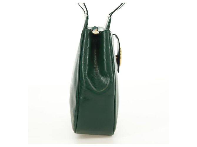 Céline Borsa a Spalla CELINE Circle in Pelle Verde Oro Auth 170954A D'oro - vista 4