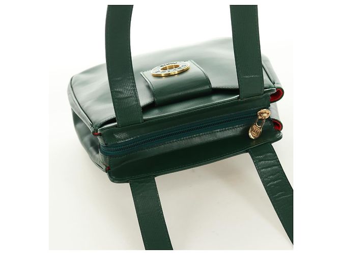 Céline Borsa a Spalla CELINE Circle in Pelle Verde Oro Auth 170954A D'oro - vista 6