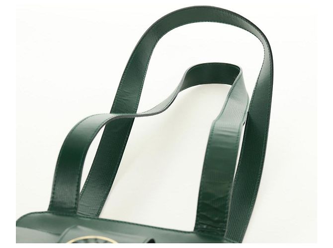 Céline Borsa a Spalla CELINE Circle in Pelle Verde Oro Auth 170954A D'oro - vista 8